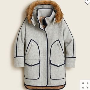 Brand new warm J Crew summit parka stadium cloth wool coat oversized fit